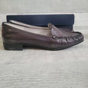 Ak Anne Klein Iflex Womens Loafers Size 8.5 M Brown Textured Slip-On Shoes